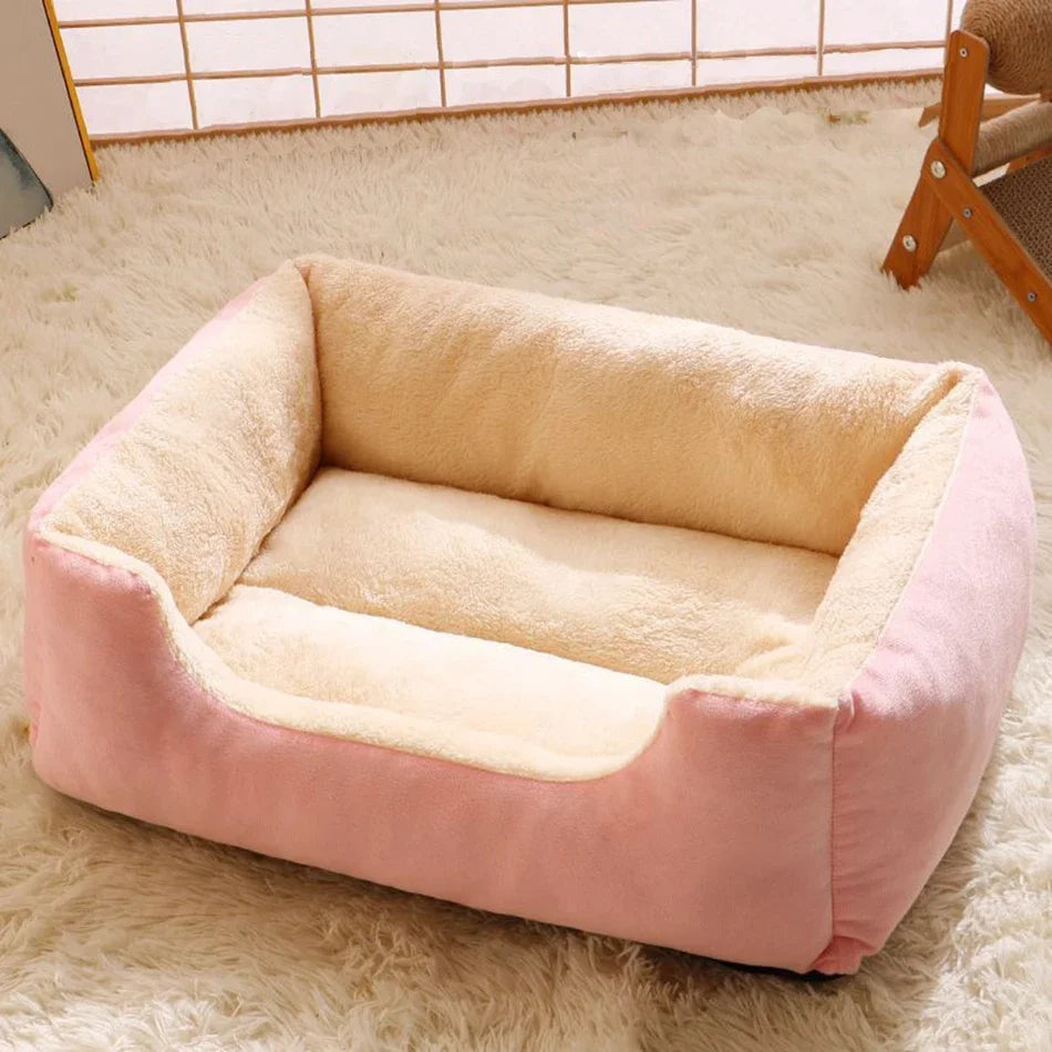Cozy Plush Cat Bed with Cushions for Kittens and Small Dogs in Various Sizes