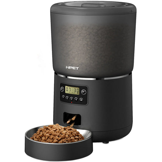 NPET 4L Automatic Smart Pet Feeder for Cats and Dogs with Stainless Steel Bowl
