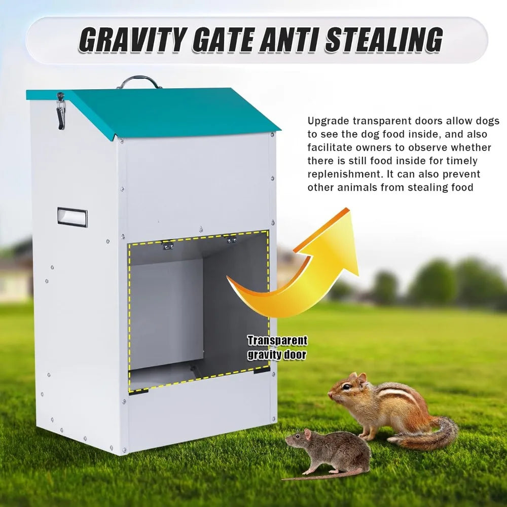 Automatic Dog Feeder for Large Dogs 50Lbs Galvanized Gravity Pet Feeding Station
