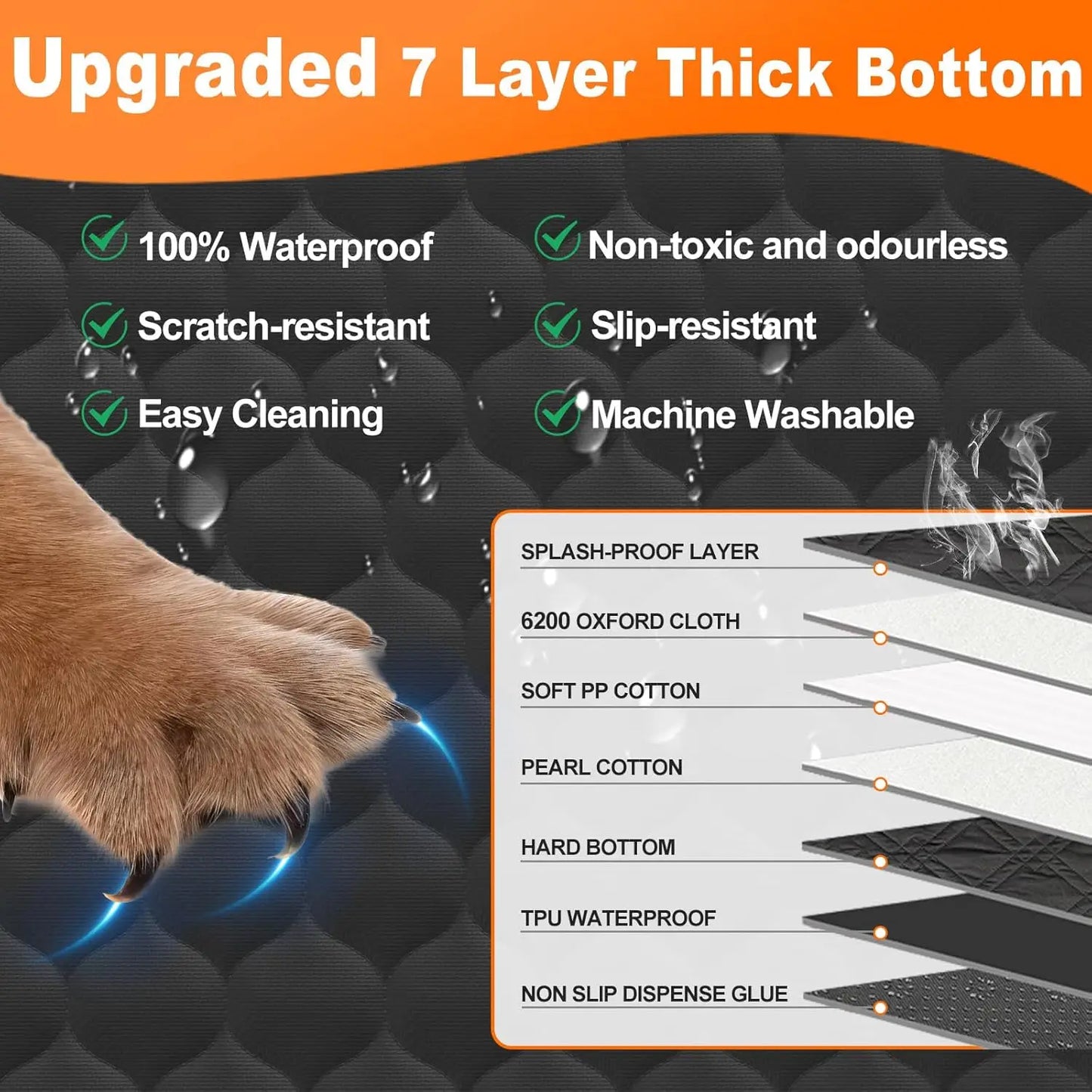 Waterproof Foldable Dog Car Seat Hammock Rear Seat Protector for Pet Travel