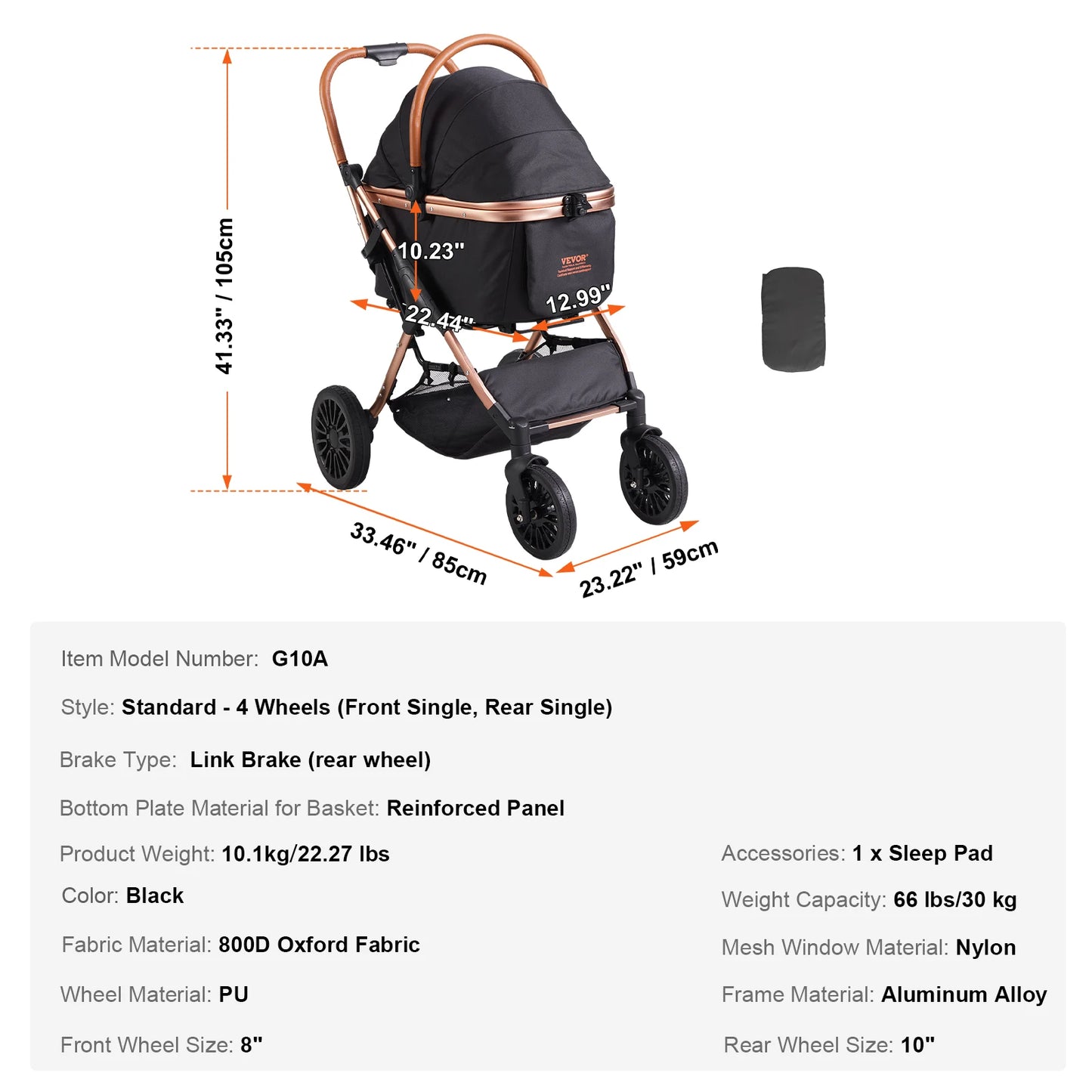 SucceBuy Lightweight Pet Stroller Carrier for Dogs and Cats with Cup Holder