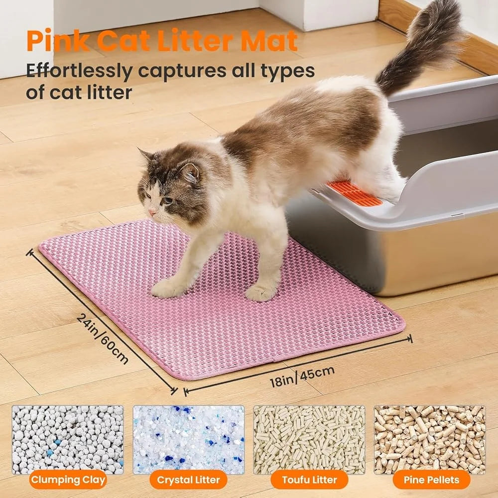 Large Cat Litter Mat Double Layer Honeycomb Non Slip Waterproof Easy Clean