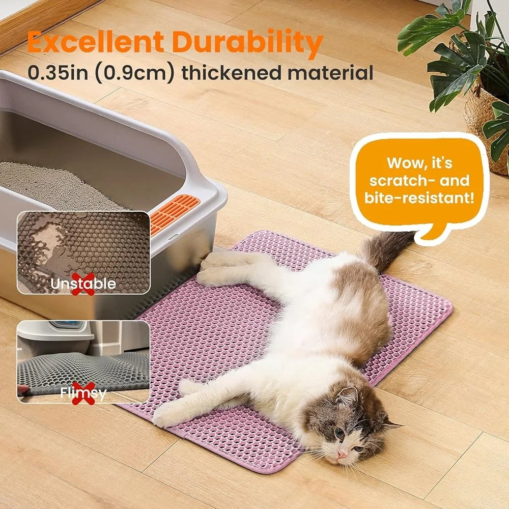 Large Cat Litter Mat Double Layer Honeycomb Non Slip Waterproof Easy Clean