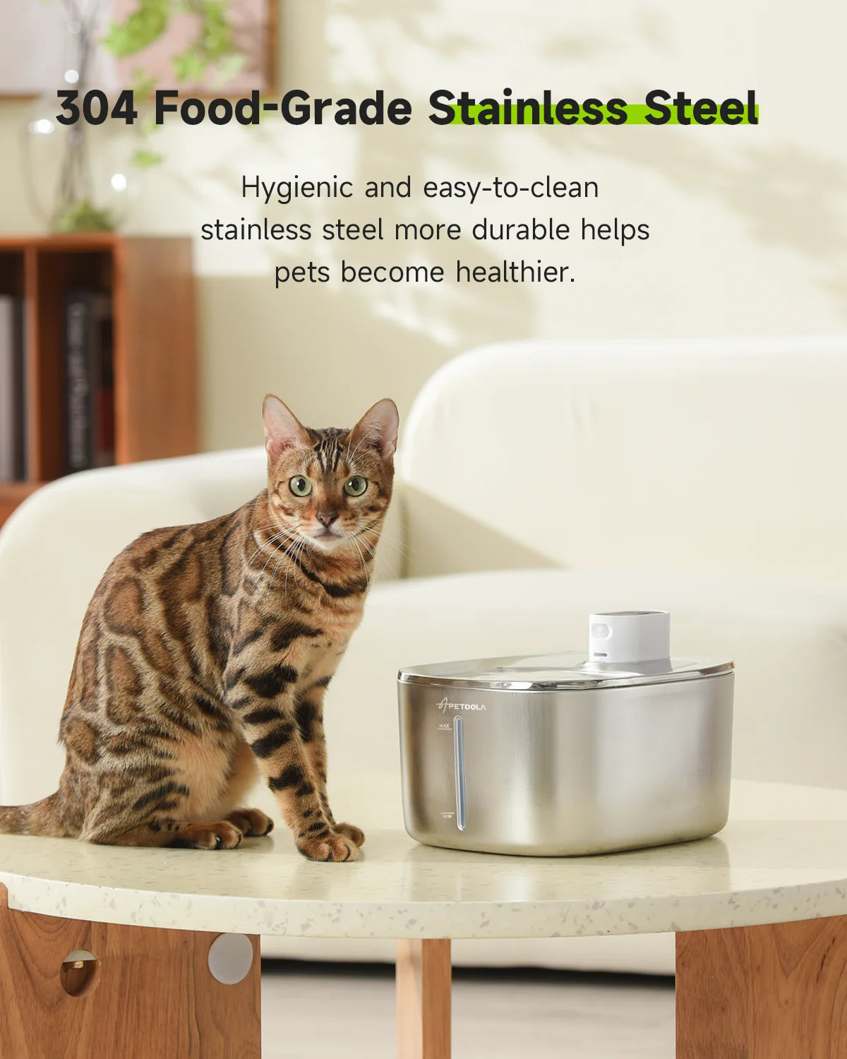 Apetdola 4L Wireless Cat Water Fountain Auto Sensor Dispenser for Pets