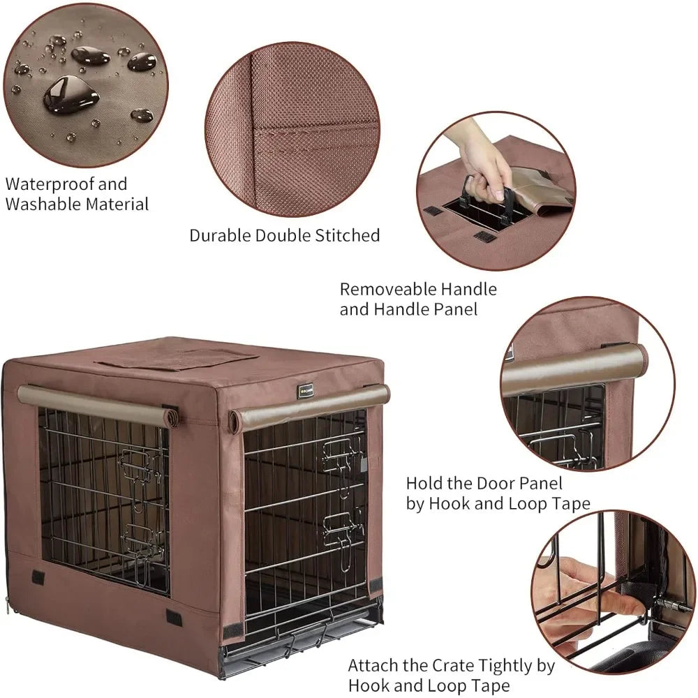 Dog Crates Kit for Small Dogs with Cover Double Door Kennels and Houses