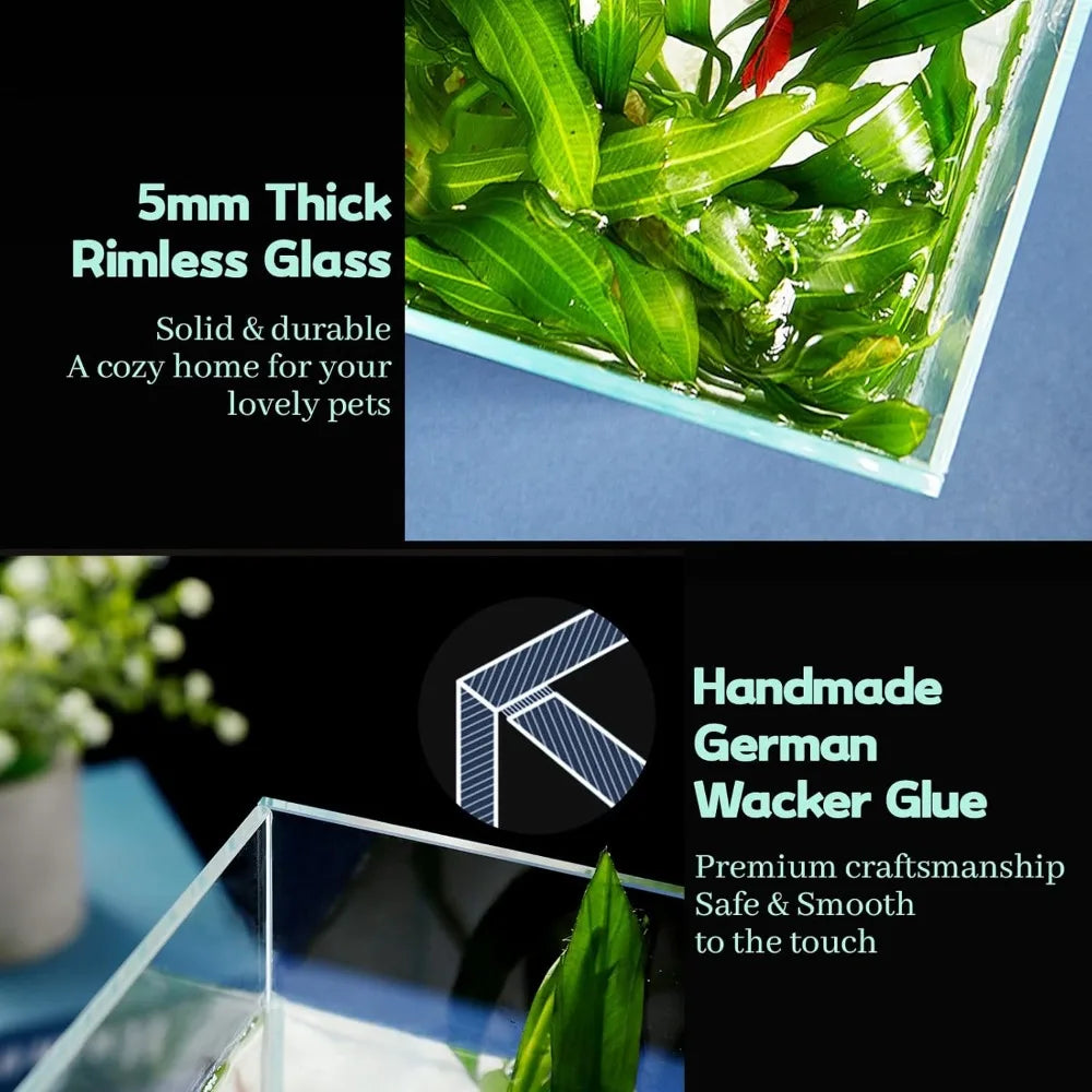10 Gallon Ultra Clear Rimless Glass Betta Aquarium Tank